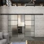 Glasschiebetür BLACK-LINE Loft Schwarzeisen Genietet 02 Blickdicht