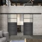 Glasschiebetür BLACK-LINE Loft Schwarzeisen Genietet 13 Blickdicht