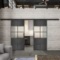 Glasschiebetür BLACK-LINE Loft Schwarzeisen Genietet 28 Blickdicht