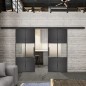 Glasschiebetür BLACK-LINE Loft Schwarzeisen Genietet 30 Blickdicht