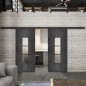 Glasschiebetür BLACK-LINE Loft Schwarzeisen Genietet 34 Blickdicht