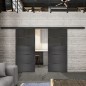 Glasschiebetür BLACK-LINE Loft Schwarzeisen Genietet 13 Auf Grauglas