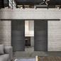 Glasschiebetür BLACK-LINE Loft Schwarzeisen Genietet 15 Auf Grauglas