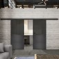 Glasschiebetür BLACK-LINE Loft Schwarzeisen Genietet 16 Auf Grauglas
