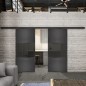 Glasschiebetür BLACK-LINE Loft Schwarzeisen Genietet 27 Auf Grauglas