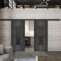 Glasschiebetür BLACK-LINE Loft Schwarzeisen Genietet 34 Auf Grauglas