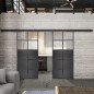Glasschiebetür BLACK-LINE Loft Schwarzeisen Genietet 17 Auf Klarglas
