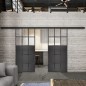 Glasschiebetür BLACK-LINE Loft Schwarzeisen Genietet 21 Auf Klarglas