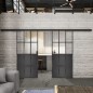 Glasschiebetür BLACK-LINE Loft Schwarzeisen Genietet 22 Auf Klarglas