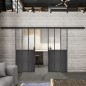 Glasschiebetür BLACK-LINE Loft Schwarzeisen Genietet 24 Auf Klarglas