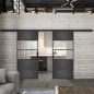 Glasschiebetür BLACK-LINE Loft Schwarzeisen Genietet 25 Auf Klarglas