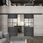 Glasschiebetür BLACK-LINE Loft Schwarzeisen Genietet 28 Auf Klarglas