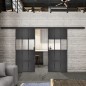 Glasschiebetür BLACK-LINE Loft Schwarzeisen Genietet 32 Auf Klarglas