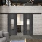 Glasschiebetür BLACK-LINE Loft Schwarzeisen Genietet 35 Auf Klarglas