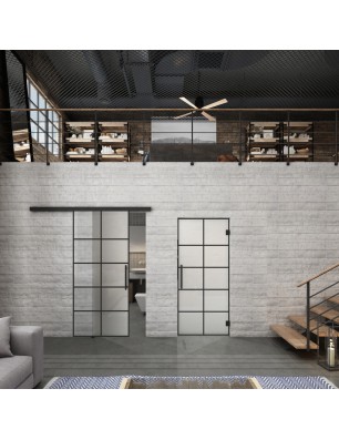 Glasschiebetür BLACK-LINE Loft Schwarzlack 05 Blickdicht