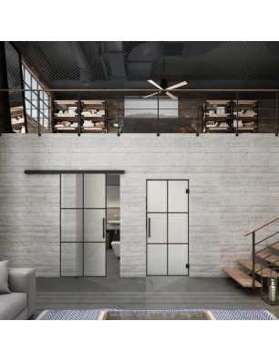 Glasschiebetür BLACK-LINE Loft Schwarzlack 07 Blickdicht