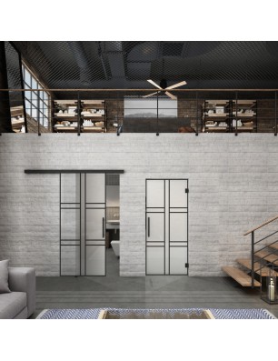 Glasschiebetür BLACK-LINE Loft Schwarzlack 14 Blickdicht