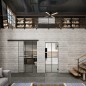 Glasschiebetür BLACK-LINE Loft Schwarzlack 08 Auf Klarglas