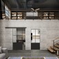 Glasschiebetür BLACK-LINE Loft Schwarzlack 36 Auf Klarglas