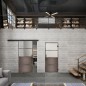 Glasschiebetür BLACK-LINE Loft Rosteisen Genietet 14 Blickdicht