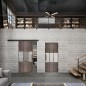 Glasschiebetür BLACK-LINE Loft Rosteisen Genietet 33 Blickdicht