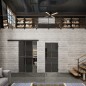 Glasschiebetür BLACK-LINE Loft Rosteisen Genietet 08 Auf Grauglas