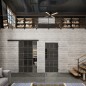 Glasschiebetür BLACK-LINE Loft Rosteisen Genietet 09 Auf Grauglas