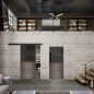 Glasschiebetür BLACK-LINE Loft Rosteisen Genietet 16 Auf Grauglas