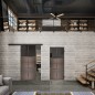 Glasschiebetür BLACK-LINE Loft Rosteisen Genietet 19 Auf Grauglas