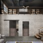 Glasschiebetür BLACK-LINE Loft Rosteisen Genietet 20 Auf Grauglas
