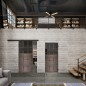 Glasschiebetür BLACK-LINE Loft Rosteisen Genietet 21 Auf Grauglas