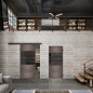 Glasschiebetür BLACK-LINE Loft Rosteisen Genietet 25 Auf Grauglas