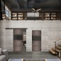 Glasschiebetür BLACK-LINE Loft Rosteisen Genietet 26 Auf Grauglas