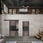 Glasschiebetür BLACK-LINE Loft Rosteisen Genietet 27 Auf Grauglas