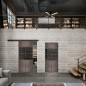 Glasschiebetür BLACK-LINE Loft Rosteisen Genietet 28 Auf Grauglas