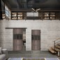 Glasschiebetür BLACK-LINE Loft Rosteisen Genietet 32 Auf Grauglas