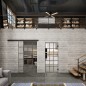 Glasschiebetür BLACK-LINE Loft Rosteisen Genietet 09 Auf Klarglas