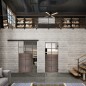 Glasschiebetür BLACK-LINE Loft Rosteisen Genietet 17 Auf Klarglas