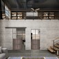 Glasschiebetür BLACK-LINE Loft Rosteisen Genietet 18 Auf Klarglas