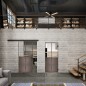 Glasschiebetür BLACK-LINE Loft Rosteisen Genietet 20 Auf Klarglas