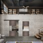 Glasschiebetür BLACK-LINE Loft Rosteisen Genietet 27 Auf Klarglas