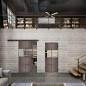 Glasschiebetür BLACK-LINE Loft Rosteisen Genietet 29 Auf Klarglas