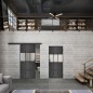 Glasschiebetür BLACK-LINE Loft Schwarzeisen Genietet 32 Blickdicht