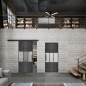 Glasschiebetür BLACK-LINE Loft Schwarzeisen Genietet 33 Blickdicht