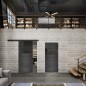 Glasschiebetür BLACK-LINE Loft Schwarzeisen Genietet 13 Auf Grauglas
