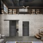 Glasschiebetür BLACK-LINE Loft Schwarzeisen Genietet 15 Auf Grauglas