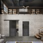 Glasschiebetür BLACK-LINE Loft Schwarzeisen Genietet 20 Auf Grauglas