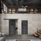 Glasschiebetür BLACK-LINE Loft Schwarzeisen Genietet 21 Auf Grauglas