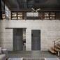Glasschiebetür BLACK-LINE Loft Schwarzeisen Genietet 23 Auf Grauglas