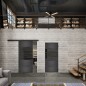 Glasschiebetür BLACK-LINE Loft Schwarzeisen Genietet 25 Auf Grauglas